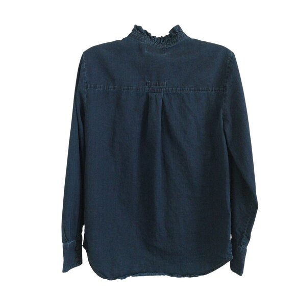 & Other Stories Denim Button Down Ruffle Shirt Top Like New Size 6 Dark Wash - Picture 5 of 9